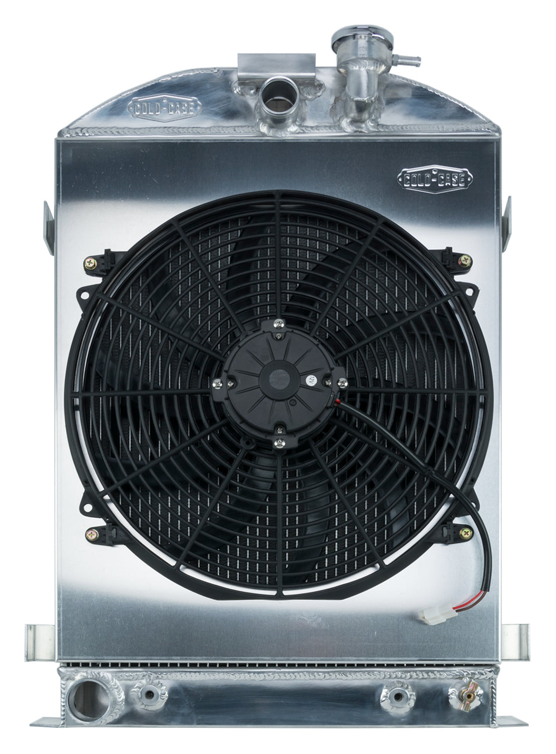 1932 Highboy Ford Engine 27 Inch Aluminum Performance Radiator And 16 Inch Fan Kit Cold Case Radiators Radiator Kit COLD-CASE Radiators