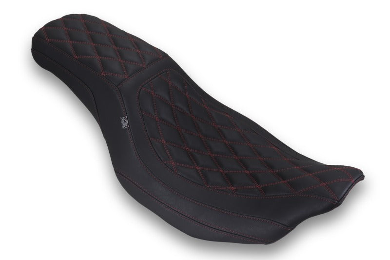 Mustang 23-25 HD Dble Diamond Low Squareback CVO Road Glide (ST), Rd Glide and Str Glide Black/DC Passenger Motorcycle Seats Mustang Motorcycle