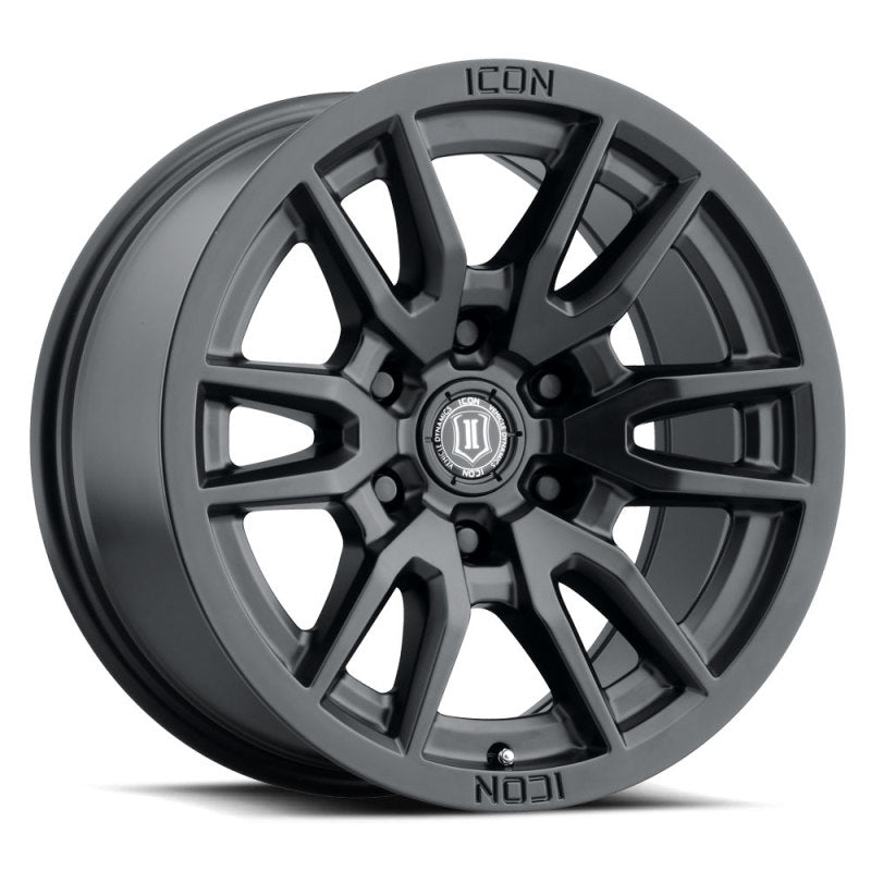 ICON Vector 6 17x8.5 6x5.5 0mm Offset 4.75in BS 106.1mm Bore Satin Black Wheel Wheels - Cast ICON