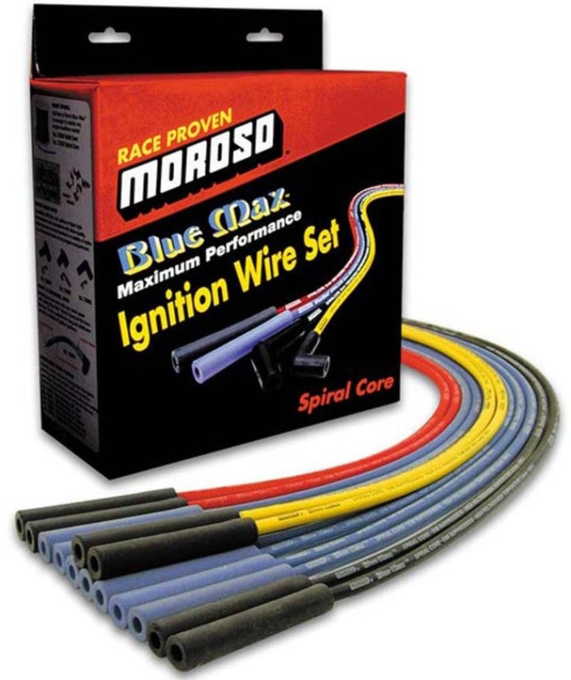 Moroso Universal Ignition Wire Set - Blue Max - Spiral Core - Unsleeved - 90 Degree - Red Spark Plug Wire Sets Moroso