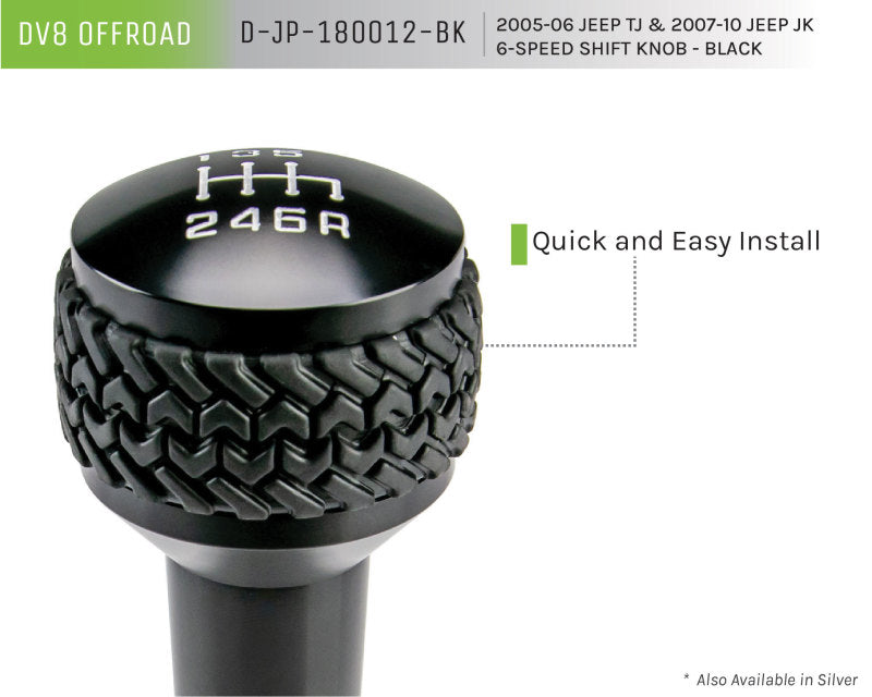 DV8 Offroad 2005-2010 Jeep TJ/JK 6-Speed Shift Knob Black Finish Shift Knobs DV8 Offroad