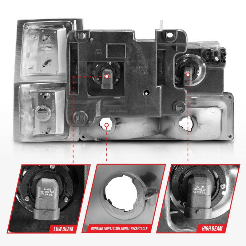 ANZO 88-98 Chevrolet C1500 Crystal Headlights Chrome w/ Signal and Side Marker Lights Headlights ANZO