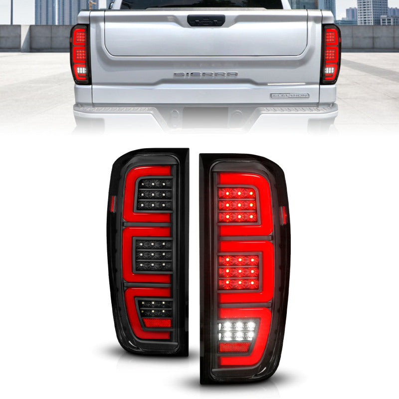 ANZO 19-23 GMC Sierra 1500/2500HD/3500HD Black Replacement Full LED Bar Tail Light Light Tailgate Bar ANZO