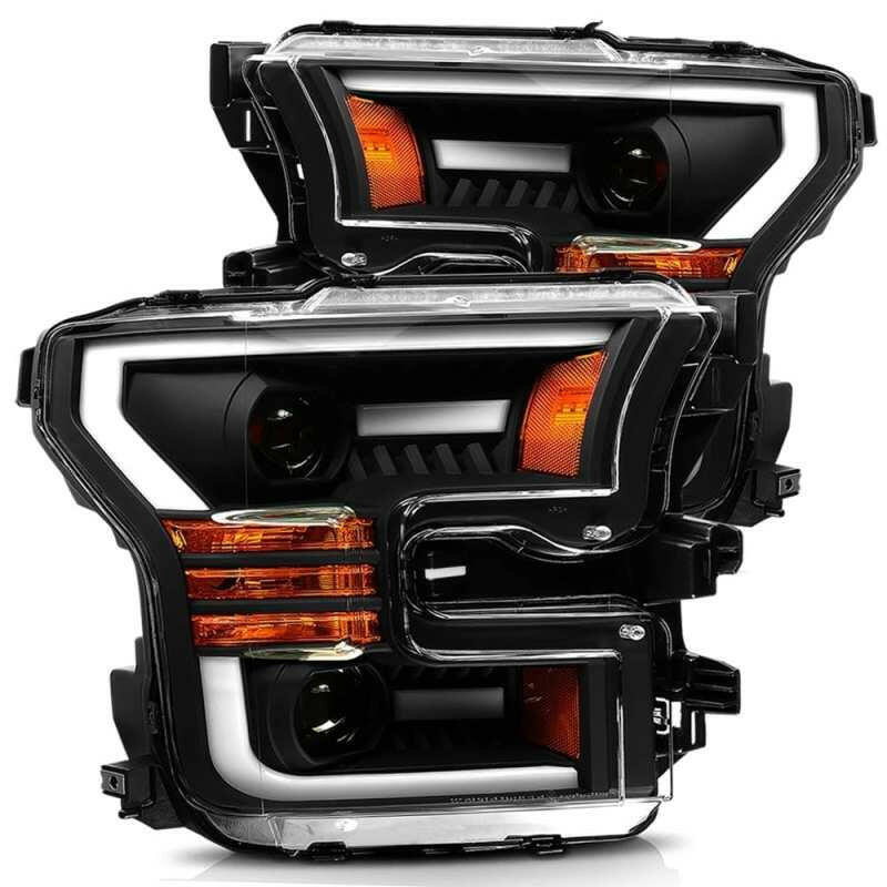 AlphaRex 15-17 Ford F-150 LUXX LED Projector Headlights Plank Style Black w/Activ Light/DRL Headlights AlphaRex