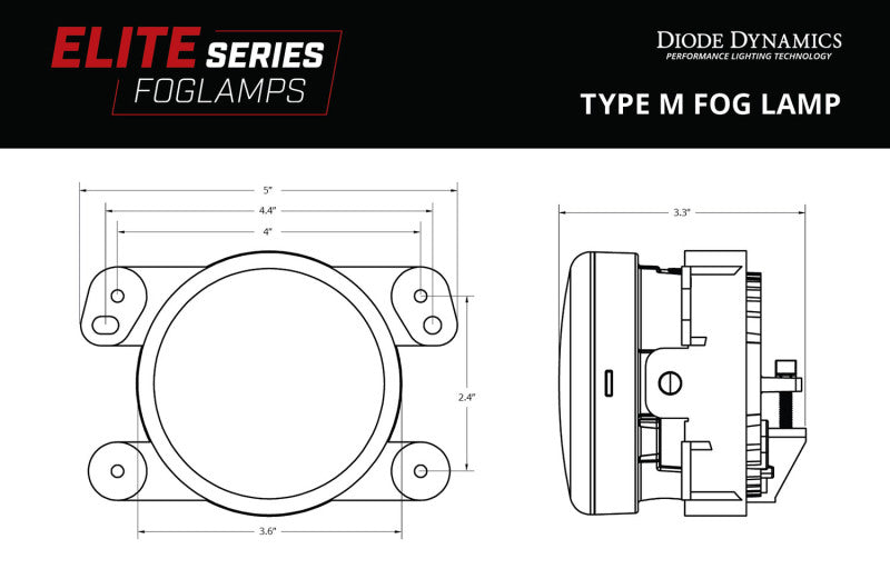 Diode Dynamics Elite Series Type M Fog Lamps - Yellow (Pair) Fog Lights Diode Dynamics