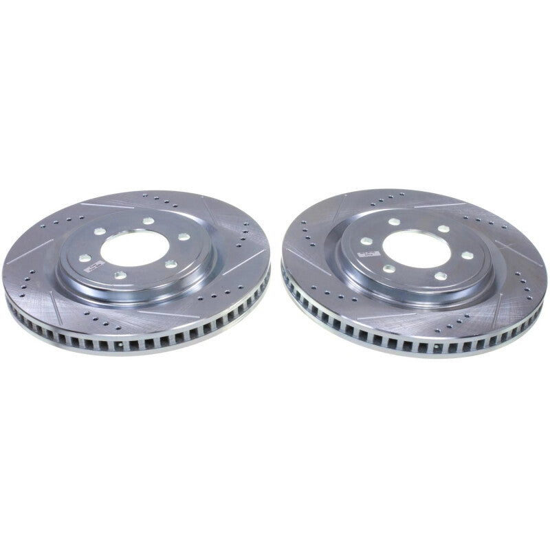 Power Stop 22-23 Ford F-150 Lightning Front Drilled & Slotted Rotor - Pair Brake Rotors - Slot & Drilled PowerStop