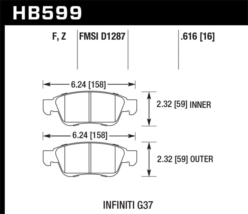 Hawk 14-15 Infiniti Q60 HPS 5.0 Front Brake Pads Brake Pads - Performance Hawk Performance