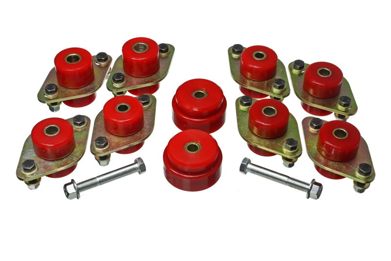 Energy Suspension 18-20 Jeep Wrangler JL Body Mount Set With Hardware - Red Bushing Kits Energy Suspension