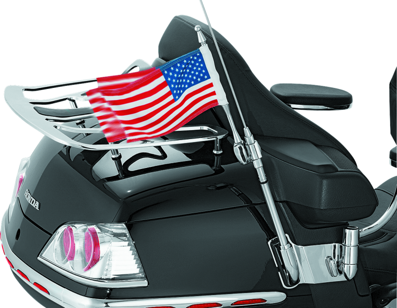 Kuryakyn Antenna Flag Mount With Flag 01-17 GL1800 Chrome Antennas Kuryakyn