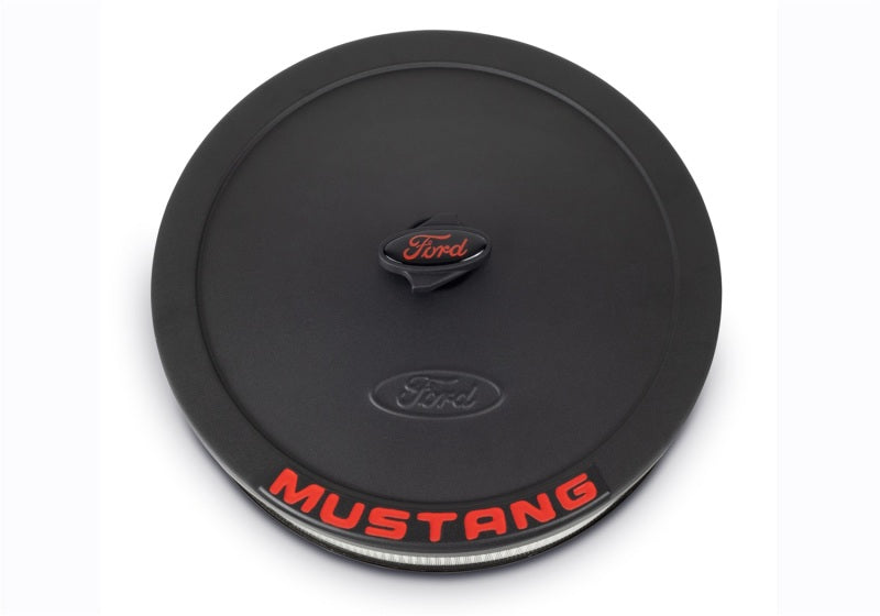 Ford Racing Air Cleaner Kit - Black Crinkle Finish w/ Red Mustang Emblem Air Filters - Universal Fit Ford Racing