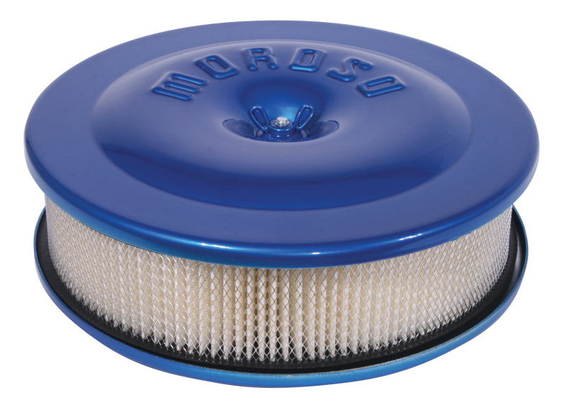 Moroso Race/Street Air Cleaner - 8-1/2in x 2-3/8in Filter - Aluminum - Blue Powder Coat Fuel Filters Moroso