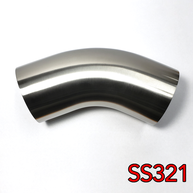 Stainless Bros 3in SS321 45 Deg Mandrel Bend Elbow - 1.5D Radius 16GA/.065in Wall 2in Leg / 2in Leg Steel Tubing Stainless Bros
