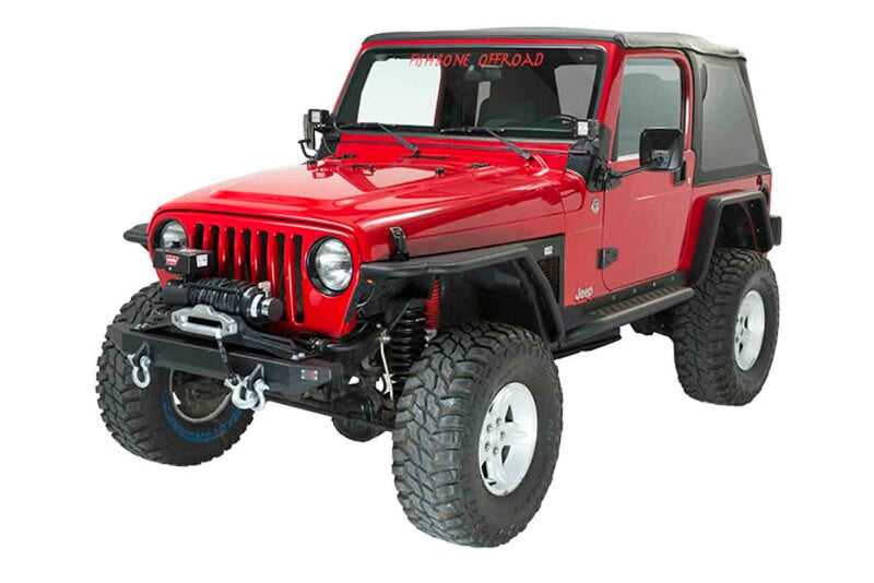 Fishbone Offroad 97-06 Jeep Wrangler TJ Winch Plate Steel - Black Textured Powdercoat Piranha Series Winch Accessories Fishbone Offroad