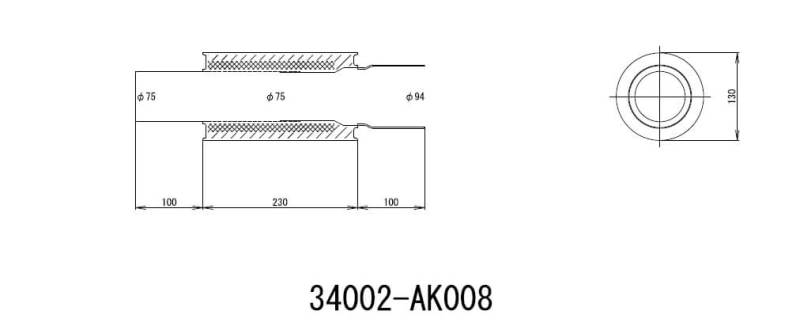 HKS UNIVERSAL EX H/M SUS 130-75 (MOQ: 8pcs) Muffler HKS