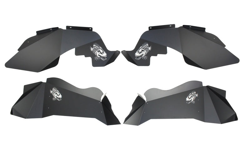Fishbone Offroad 07-18 Jeep Wrangler JK Logo Aluminum Inner Fenders - Black Powdercoat Fenders Fishbone Offroad