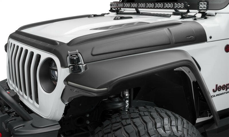 Bushwacker 18-22 Jeep Wrangler 2/4dr / 20-22 Jeep Gladiator Trail Armor Hood Armor (3pc) - Tex. Blk Body Armor & Rock Rails Bushwacker