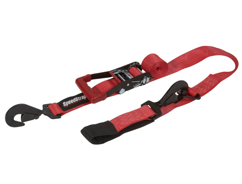 SpeedStrap 2In x 10Ft Ratchet Tie Down w/ Twisted Snap Hooks & Axle Strap Combo - Red Cargo Tie-Downs SpeedStrap