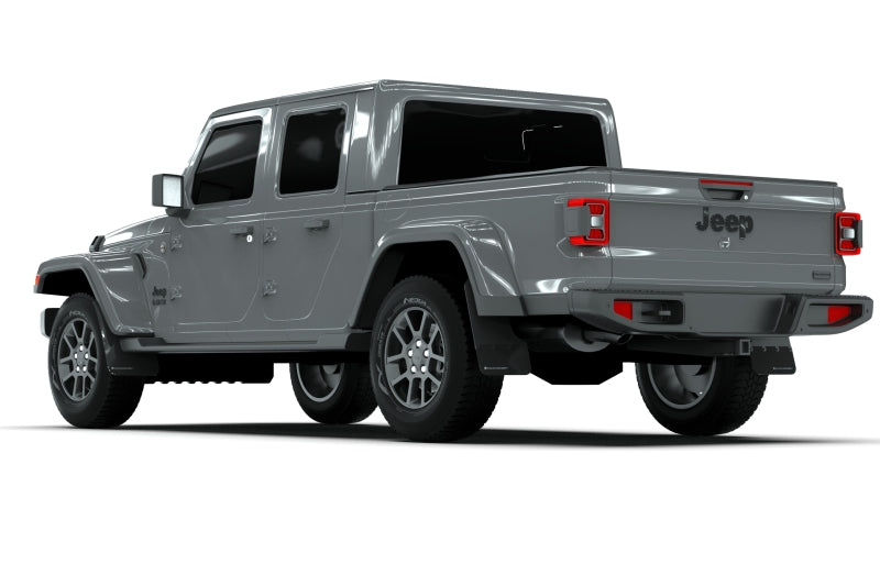 Rally Armor 19-25 Jeep Gladiator JT (Incl. Overland/Sport/Sport S) Black Mud Flap w/Grey Logo Mud Flaps Rally Armor