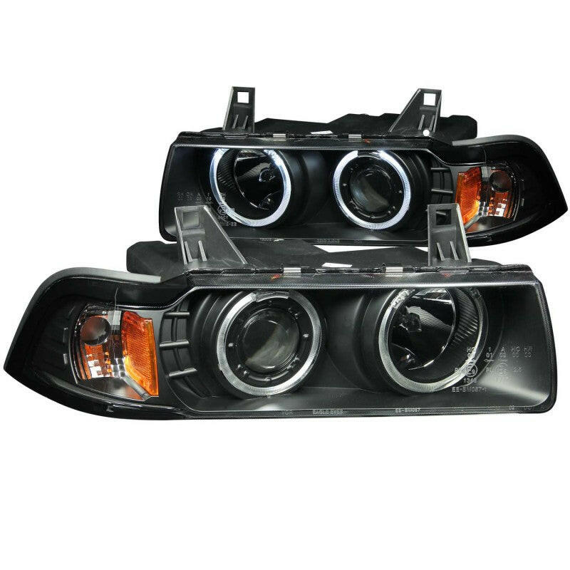 ANZO 1992-1998 BMW 3 Series E36 Projector Headlights w/ Halo Black (CCFL) G2 Headlights ANZO