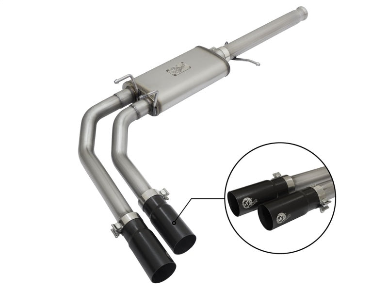 aFe Rebel Series CB 3in Middle Side Exit SS Exht w/ Black Tips 09-16 Chevy Silverado/GMC Sierra 1500 Catback aFe