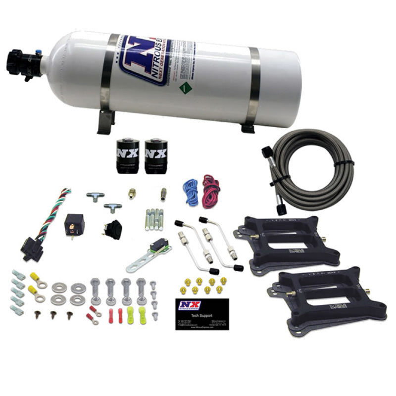Nitrous Express Dual Holley/Gasoline Nitrous Kit (100-500HP) w/15lb Bottle Nitrous Systems Nitrous Express