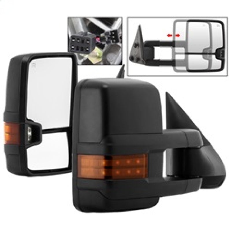 xTune Chevy Silverado 99-02 G2 Heated Amber LED Signal Telescoping Mirrors MIR-CS99S-G2-PWH-AM-SET Side Mirrors SPYDER