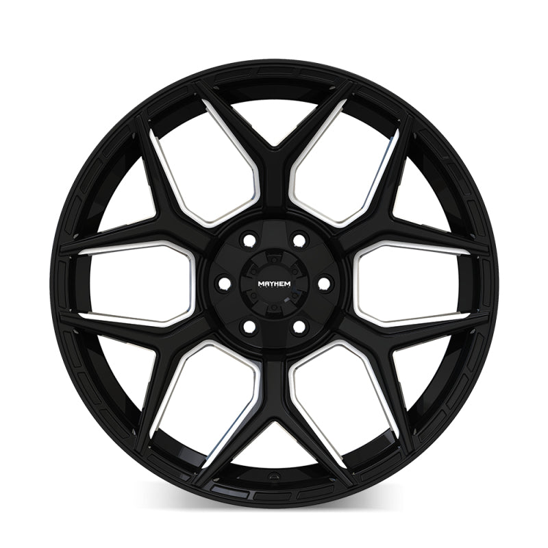 Mayhem Vanquish 8119 22x10 / 6x135/6x139.7 / -19mm Offset / 106.1mm Hub - Gloss Black Milled Wheels - Cast Mayhem