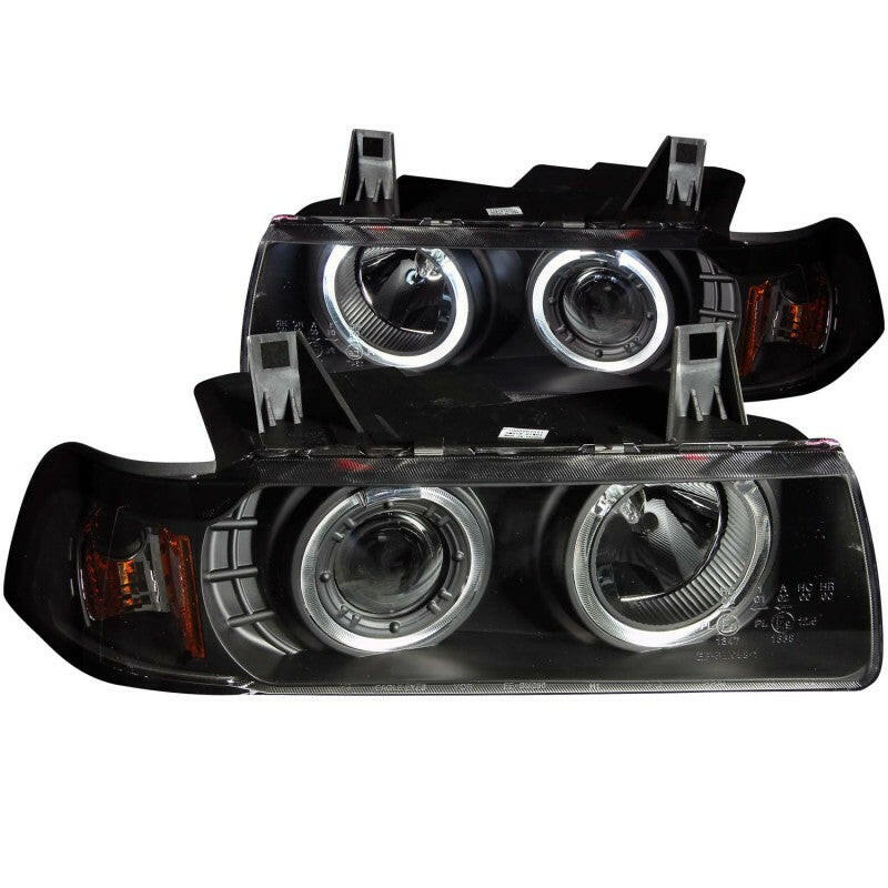 ANZO 1992-1998 BMW 3 Series E36 Projector Headlights w/ Halo Black G2 1 pc Headlights ANZO