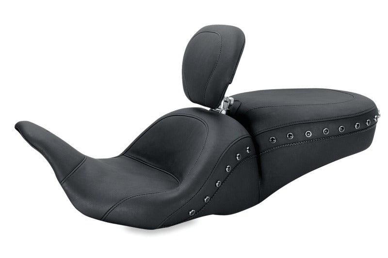 Mustang 08-21 Harley Electra Glide, Rd Glide, Rd King, Glide Lowdown 1PC Seat w/DBR Pearls - Black One-Piece Motorcycle Seats Mustang Motorcycle