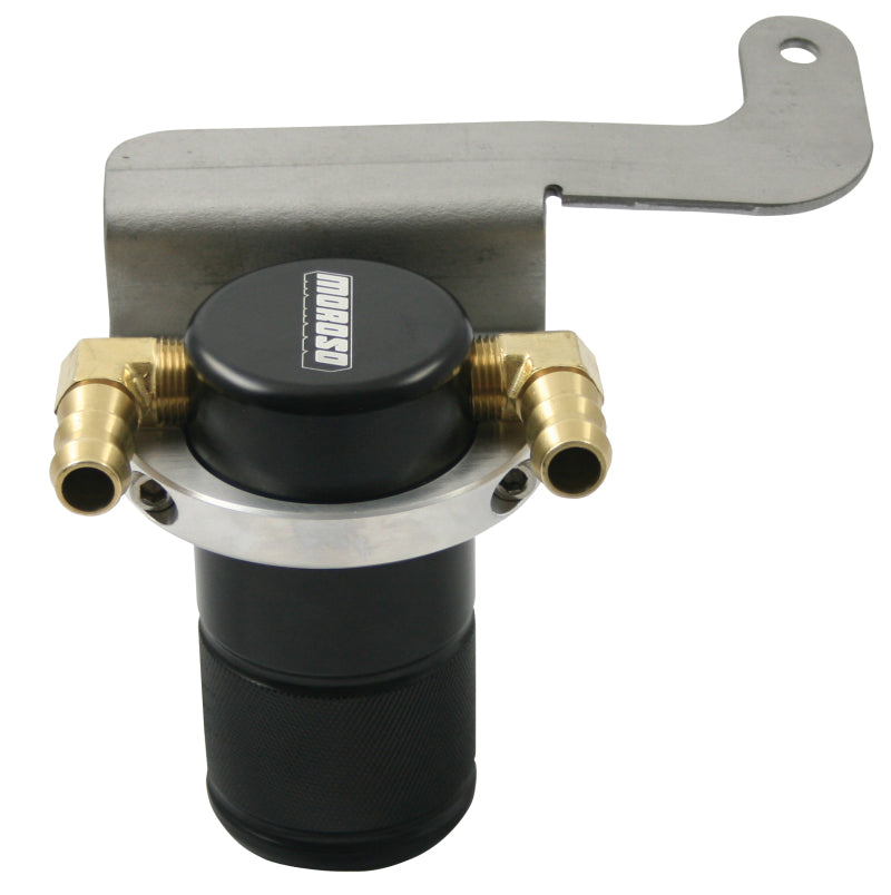 Moroso 11-14 Ford Mustang GT (w/Roush Supercharger) Air/Oil Separator Catch Can - Billet Alum -Black Oil Catch Cans Moroso