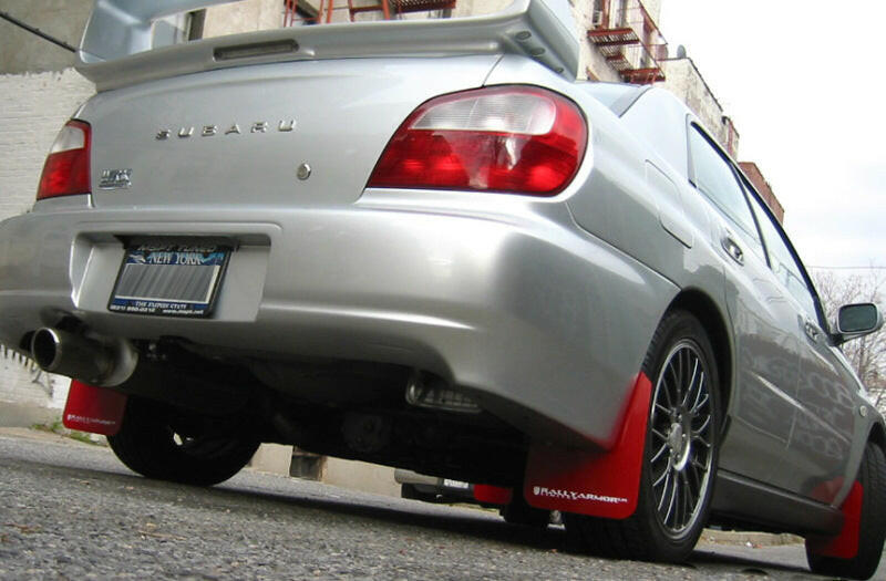 Rally Armor 02-07 Subaru WRX/STI/RS/2.5i (Wagons Req. Mod.) Red UR Mud Flap w/White Logo Mud Flaps Rally Armor