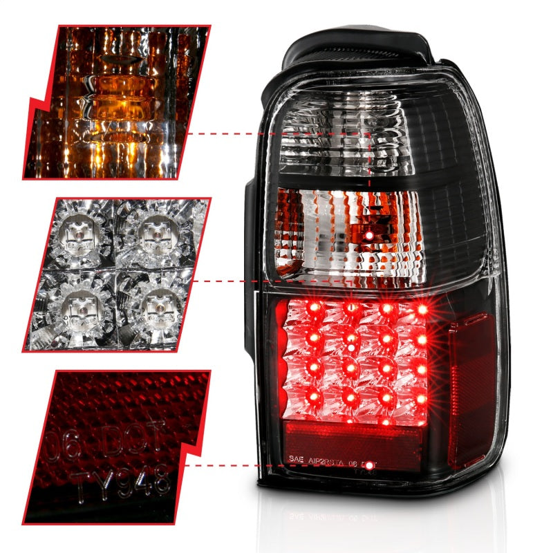ANZO 2001-2002 Toyota 4 Runner LED Taillights Black Tail Lights ANZO