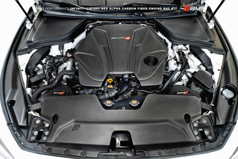 AMS Performance Infiniti 17+ Q60 / 16+ Q50 3.0TT Alpha Matte Carbon Front Duct Air Intake Components AMS
