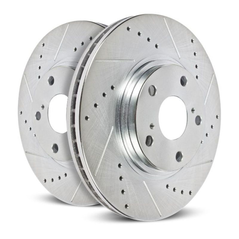 Power Stop 17-18 Mitsubishi Mirage Front Evolution Drilled & Slotted Rotors - Pair Brake Rotors - Slot & Drilled PowerStop