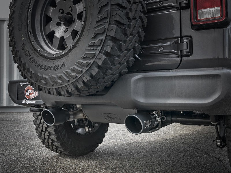 aFe Rebel Series 409 Stainless Steel Cat-Back Exhaust 18-21 Jeep Wrangler JL 2.0L (t) - Black Tip Catback aFe