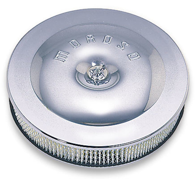Moroso Race/Street Air Cleaner - 11-1/2in x 2-3/8in Filter - Steel - Chrome Plated Fuel Filters Moroso