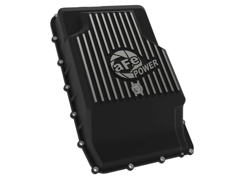 aFe 17-24 Ford F-150 10R60/10R80 Pro Series Rear Transmission Pan Black w/ Machined Fins Diff Covers aFe