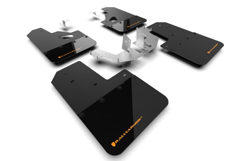 Rally Armor 21-25 Ford Bronco (Plstc Bmpr + RR - NO Rptr/Sprt) Blk Mud Flap w/Cy Orange Logo Mud Flaps Rally Armor