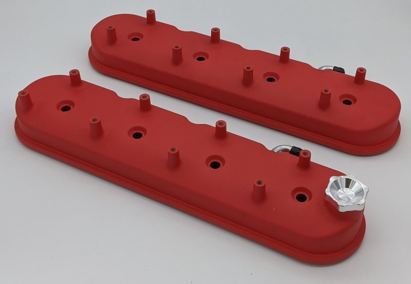 Granatelli 96-22 GM LS Tall Valve Cover w/Integral Angled Coil Mounts - Red Wrinkle (Pair) Valve Covers Granatelli Motor Sports