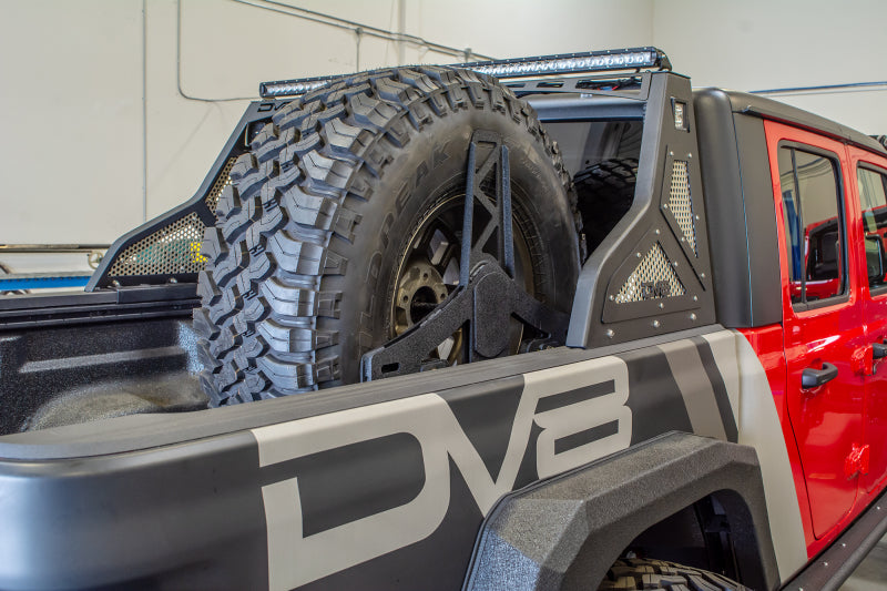 DV8 Offroad 2019+ Jeep Gladiator Universal Stand Up In-Bed Tire Carrier Chase Racks DV8 Offroad