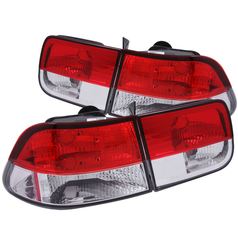 ANZO 1996-2000 Honda Civic Taillights Red/Clear Tail Lights ANZO