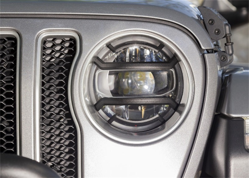 Rugged Ridge 18-20 Jeep Wrangler JL / 2020 Jeep Gladiator JT Black Elite Headlight Guards Black Light Covers and Guards Rugged Ridge