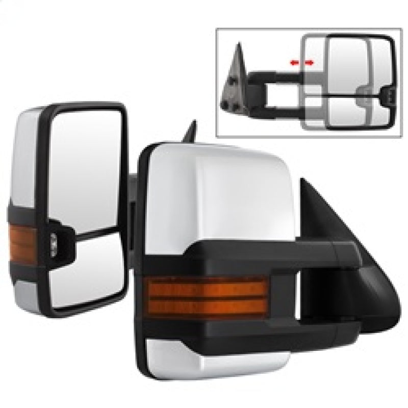 xTune Chevy Silverado 99-06 G3 LED Signal Telescoping Mirror Chrome - SET MIR-CS03S-G3C-MA-AM-SET Side Mirrors SPYDER