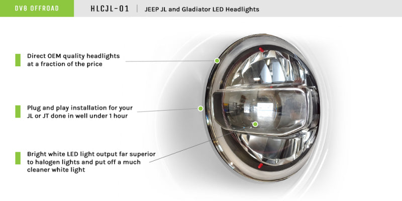 DV8 Offroad 2018+ Jeep Wrangler JL/Gladiator LED Projector Headlights Headlights DV8 Offroad