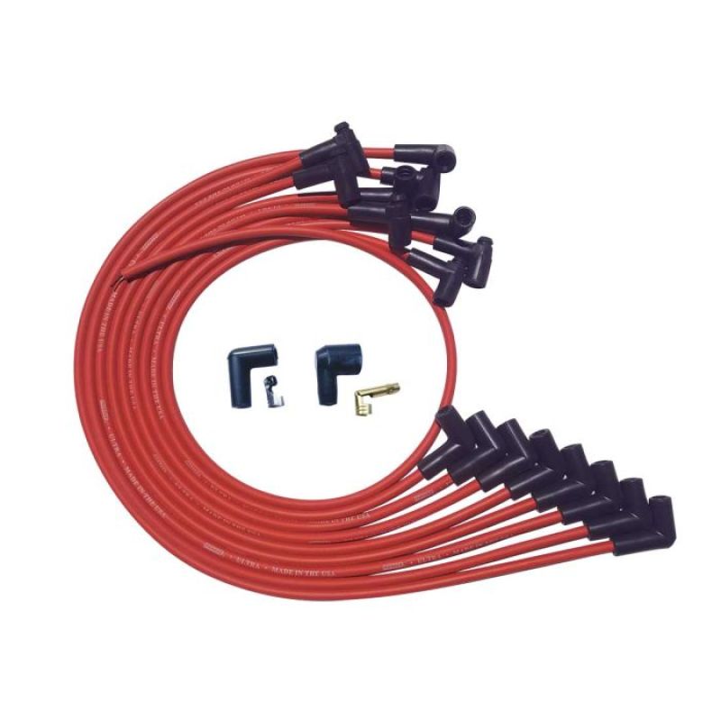 Moroso SBC Over Valve Cover 90 Plug HEI Ultra Spark Plug Wire Set - Red Spark Plug Wire Sets Moroso