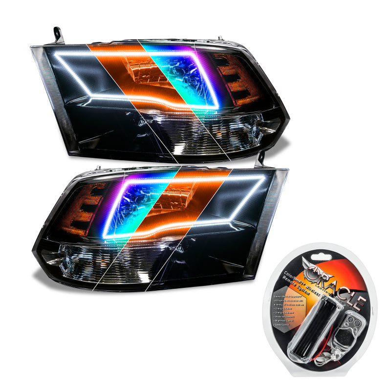 Oracle Lighting 09-18 RAM 1500 Sport Halo Headlights - Blk Housing w/RF Controller Headlights ORACLE Lighting