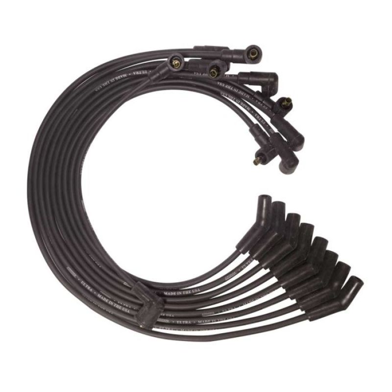 Moroso BB Ford 351C/390/429/460 135 Deg Boots Non-HEI Unsleeved Ultra Spark Plug Wire Set - Black Spark Plug Wire Sets Moroso