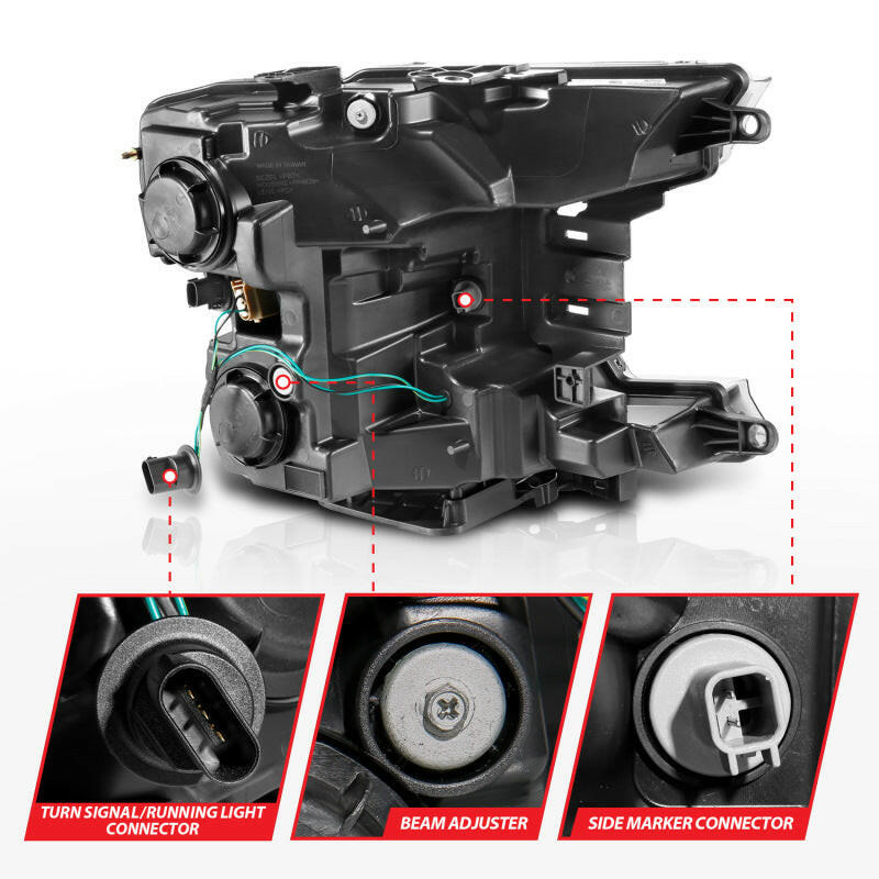 ANZO 18-20 Ford F-150 (w/o Fctry LED) Full LED Proj Headlights w/Light Bar Swtchbk Seq. Black w/Init Headlights ANZO