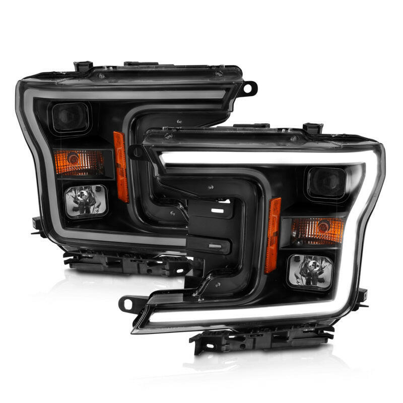 ANZO 2018-2019 Ford F-150 Projector Plank Style H.L. Black Amber (Without Switchback) Headlights ANZO