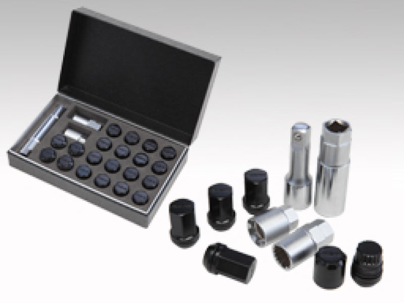 Rays M12x1.50 19mm Hex w/ 2 Piece Double Lock Nut Set - Black Lug Nuts Rays